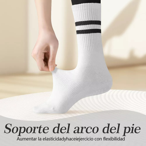 12 Par Calcetines Para Yoga Calcetas Pilates Para Mujer Negro/blanco/rosa/violeta Rayas Talla Única