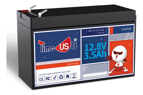 Timeusb Bateria Litio Lifepo4 12 V 3.5 Ah Ciclo Recargable