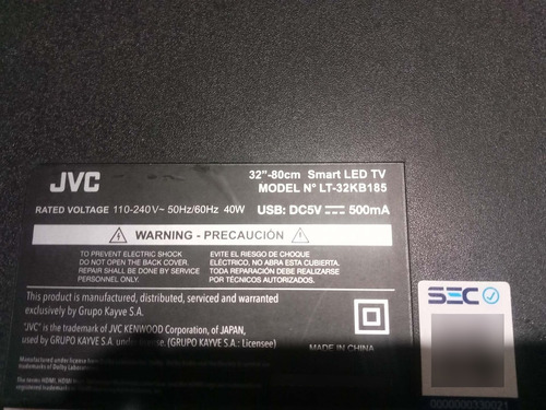 Imagen 2 de 3 de Smart Tv Jvc Para Repuesto