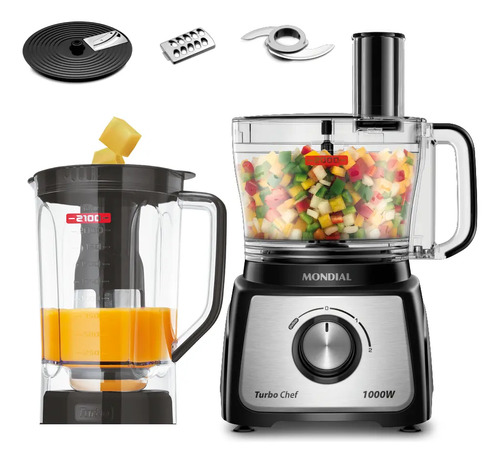 Multiprocessador Turbo Chef 5 Em 1 Mondial 1000W MPN-01-B