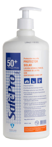 Bloqueador  Protector Solar Factor 50fps Safe Pro 1l