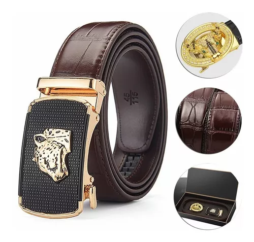  ZYSXJMY Juego de cinturones para hombre con diseño de  cocodrilo, cinturón de cintura con hebilla automática para papá hijo y  hombre regalo (color: B, tamaño: 51.2 in) : Ropa, Zapatos y
