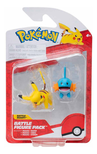 2 Bonecos De Batalha Pikachu + Mudkip - Pokémon