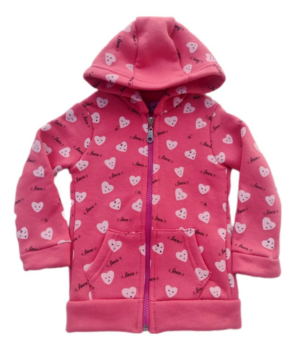 Campera Algodón Frisado Con Capucha Bebas Corazones