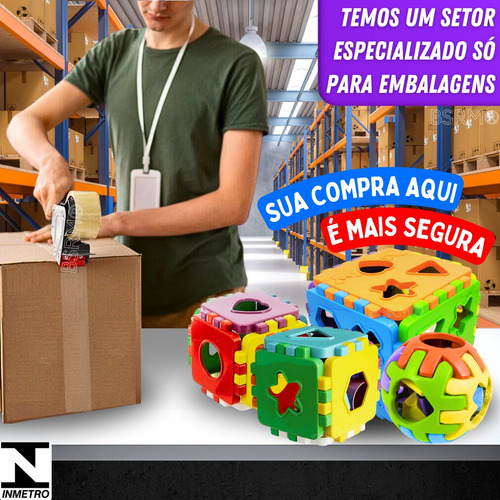 Kit brinquedos educativos para bebê 1 ano Cubo de montar e encaixar sensorial pedagógico didático + formas geométricas coloridas aprendizagem lúdica 12 meses jogos recreativos para creche escola