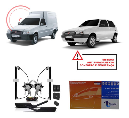 Kit Vidro Elétrico Tragial Fiat Uno Fiorino 85/05 Dianteiro