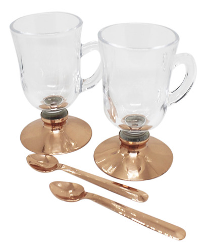 Set 2 Tazas De Cafe Capuchino Con Pie De Cobre 110cc