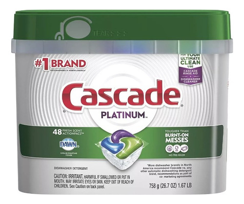 Cascade Platinum Detergente En Cápsulas P/ Lavavajillas 48pz