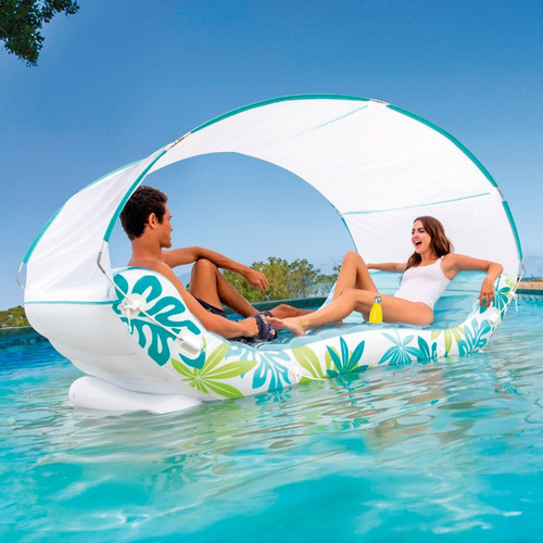 Boia Intex Inflável 2 Lugares C/ Toldo Removível P/ Piscina