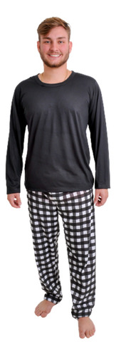 Pijama Longo Masculino Malha Inverno Homem Adulto