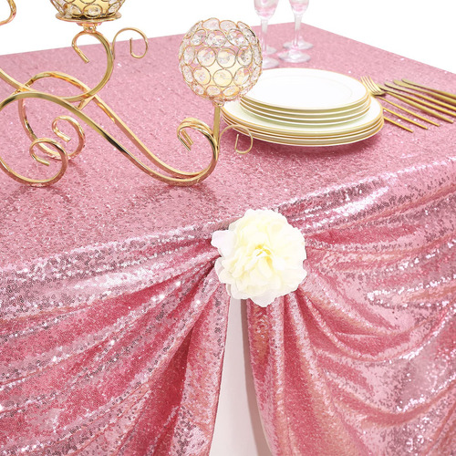 Mantel De Lentejuelas Rosa Fucsia Rectangular 152 X 259 Cm