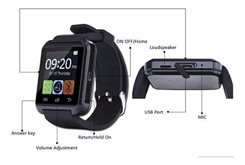 Imagen 5 de 6 de Reloj Inteligente Relee U8 Bluetooth P/iPhone Android Samsun