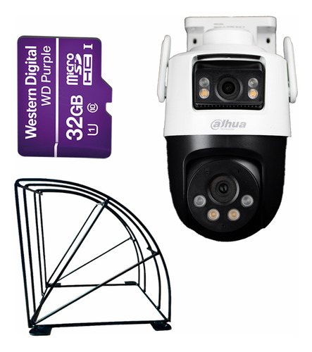 Kit cronos Cámara De Seguridad Dahua Ip Pt Dh-p5d-3f-pv Wifi Cruiser Dual 8mp Audio Bidireccional Auto Tracking + Microsd 32gb + Protección Metálica + Accesorios Cctv Wpt1439dd-plus-32