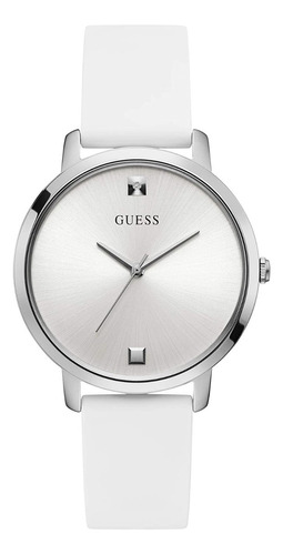 Reloj Guess W1210l1 Para Mujer Acero Inoxidable Color de la malla Blanco Color del bisel Plateado Color del fondo Plateado