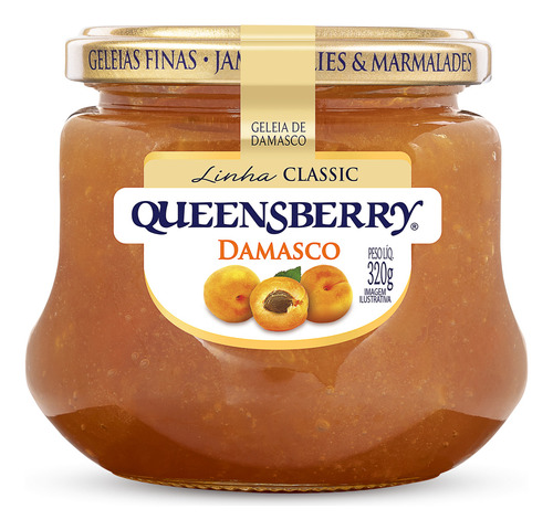 Queensberry Classic sabor damasco geléia em frasco 320gr