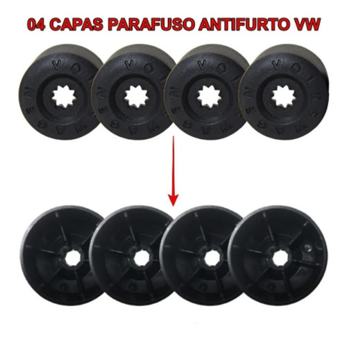 Imagem 1 de 3 de Jogo 4 Capas Parafuso Antifurto Vw Segredo Anti Furto Polo