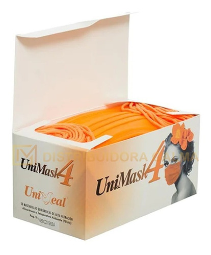 Cubrebocas Unimask 4 Uniseal Color Naranja