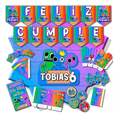 Kit Imprimible Rainbow Friends Decoración Cumpleaños Ver 2