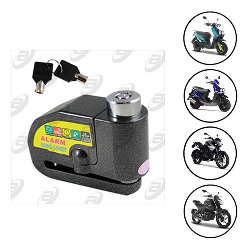 Candado Freno De Disco Con Alarma 9 Vcc Negro Rmb