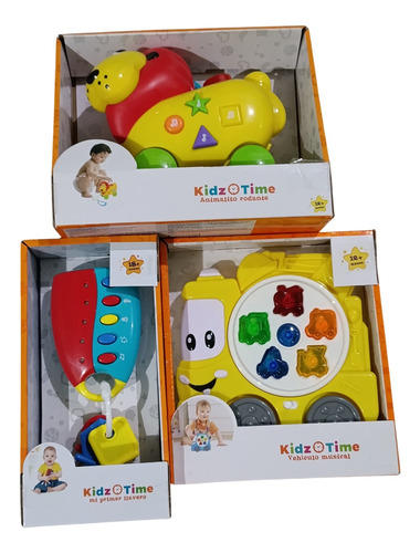 Pack 3 Pz Juguetes Para Bebé Con Luz Y Sonido Kidz Time