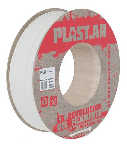 1 Kg Filamento Pla Plastar, 1.75mm, Impresora 3d, Argentino Color Blanco