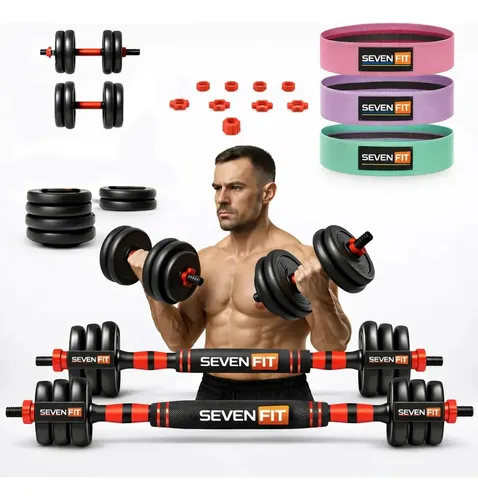 Kit Halteres E Anilhas Musculação Ajustáveis Academia Fit 6 Em 1 ...
