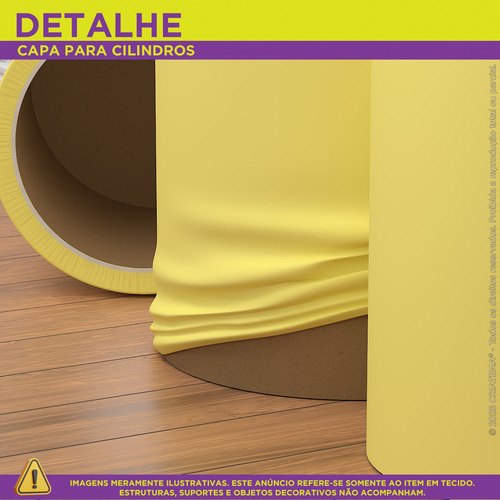 Trio Capas De Cilindro Sublimado Liso Amarelo Veste Fácil Em Tecido
