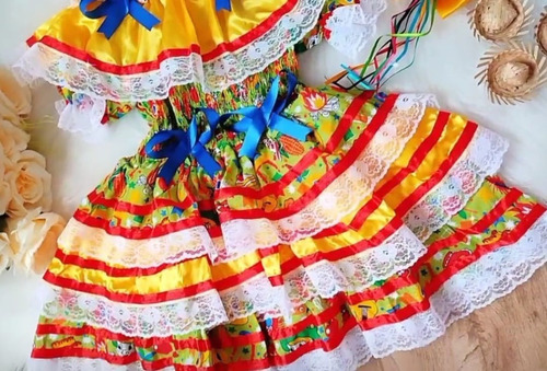 Imagem 2 de 6 de Vestido Caipira Festa Junina Infantil Juvenil Até 16