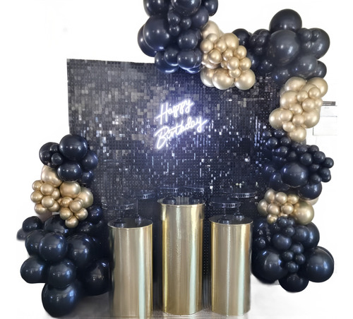 Shimmer Wall 4d Panel Pared Cortina 30x30 Cm Negro X 10 Un