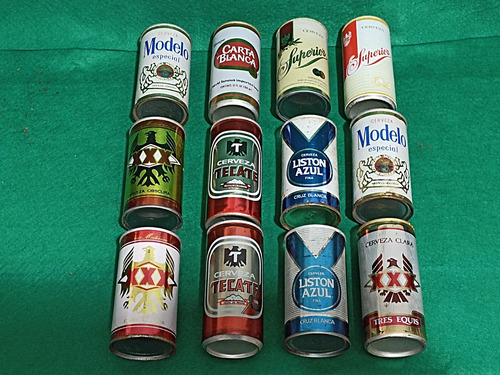 Lata Cerveza Antigua Años 70s  12 Piezas Mexicanas Lote