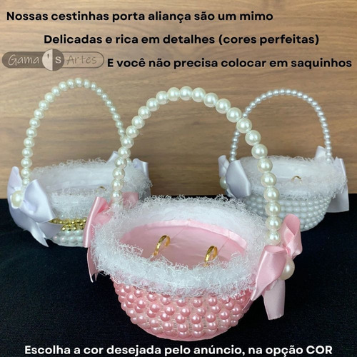 Cestinha Porta Aliança De Pérolas Casamento Daminha