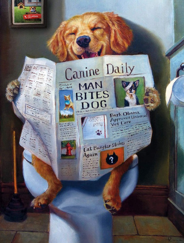 Rompecabezas Perro Leyendo Cómodamente El Periódico