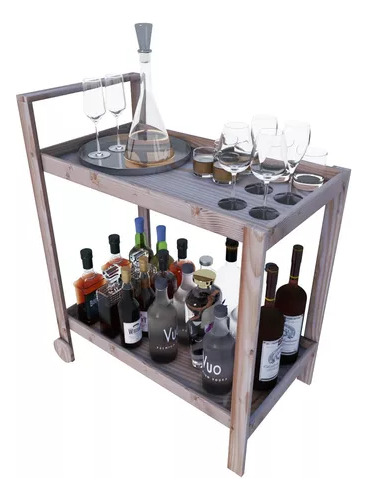 Carrinho De Bar Estilo Industrial Madeira Natural Eventos