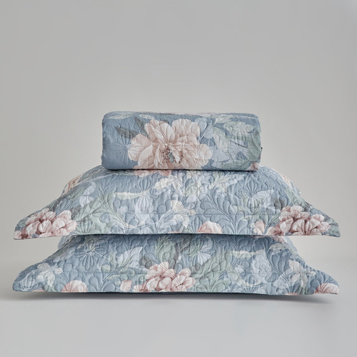 Kit Colcha Queen 3pç Estampada Itália 150 Fios Dupla Face Cor Flora
