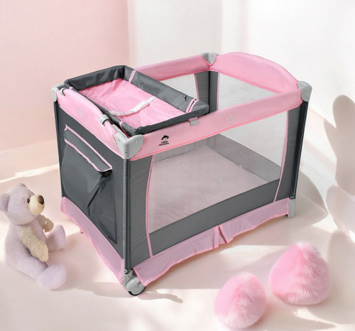 Cuna Corral Bebes Plegable Cambiador Removible Ruedas Juegos