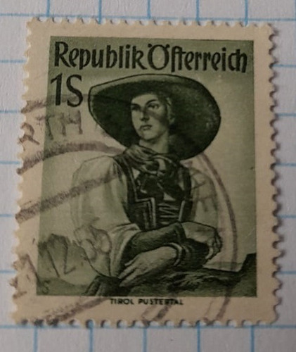 Sello Postal Austria - Trajes Tradicionales 1951 (1s)