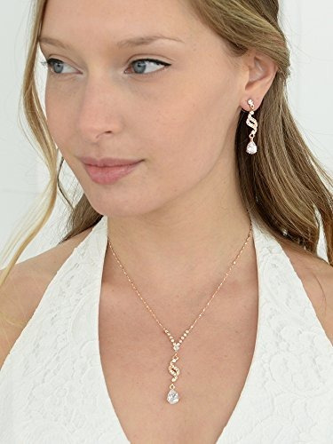 Juegos De Joyería Para Mu Agraciados Rose Cz Teardrop Collar