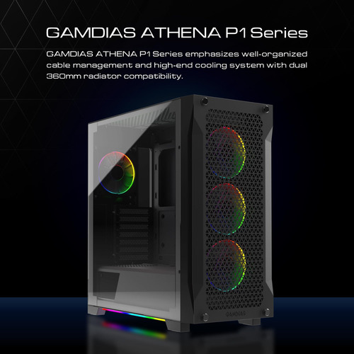 Gamdias Atx Mid Tower Gaming Pc Rgb Case De Cristal Y Excele