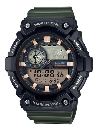 Relogio Casio Masculino Anadigi - Aeq-200w-3avdf-br