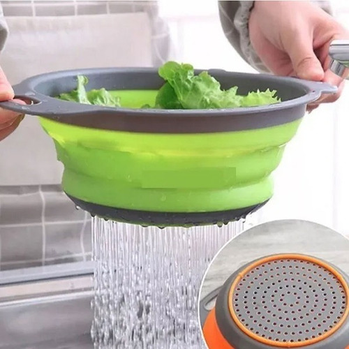 Imagen 3 de 10 de Colador Plegable Silicona Cocina Frutas Verduras Pastas