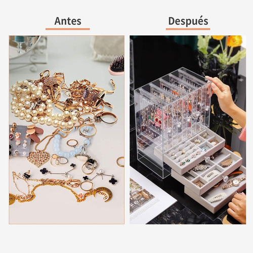 Imagen 7 de 10 de Caja Acrilica Organizador Aros Y Joyas A Cajones