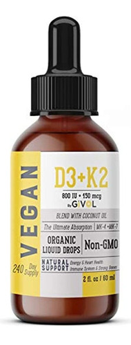 Vitamina Líquida Orgánica D3 (como Liquen) K2