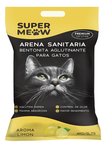Arena Aglutinante Para Gatos Super Meow 12 Kg