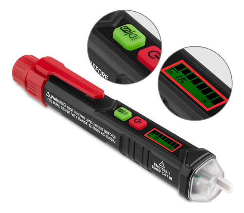 Tester Sensor Detector Lapiz Voltaje 12v-1000 V Led Light