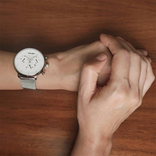Reloj De Mujer Color Plata, Elegante Y Casual Plateado Plateado Blanco