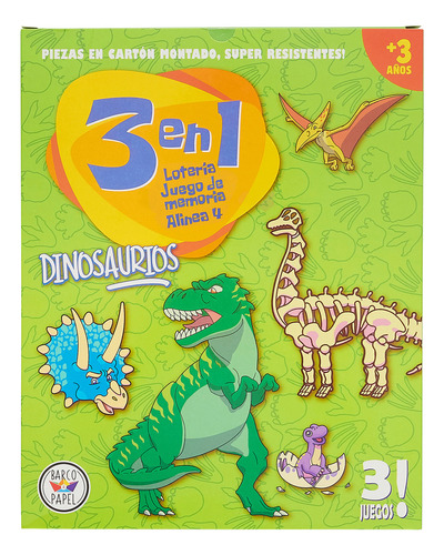 Juego Mesa Infantil Dinosaurios 3 En 1 Loteria Juego De Memoria Alinea 4 Barco De Papel