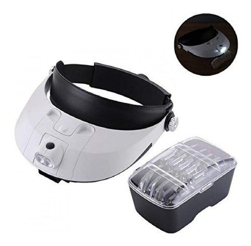 Lupa De Cabeza Con Luz Led Doble Aumento 5 Lentes