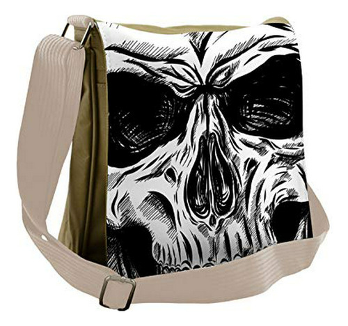 Bolso De Mensajero - Ambesonne Skull Bag, Gothic Sketch Evil