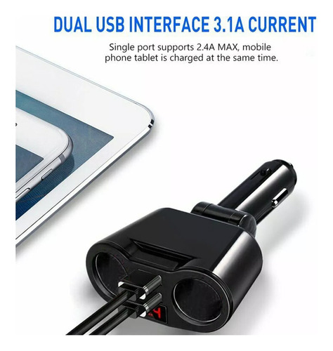 A Cargador Doble Usb De 2 Vías Para Encendedor De Coche.