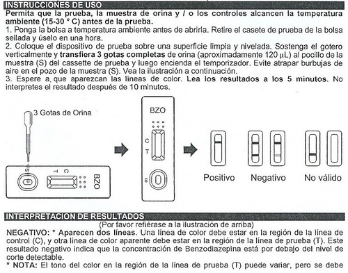 Test De Deteccion De Droga En Orina Bzo 5 Min Benzodiazepina
